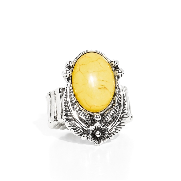 paparazzi Jewelry - Serrated Style Yellow Ring 💍 💛 ✨️ Silver